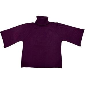 Eileen Fisher Purple 100%  Merino Wool Turtleneck Sweater Sz XL Fall Staple